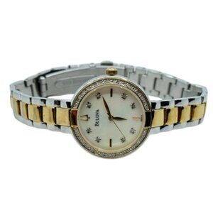 BULOVA~98r172~Diamond Watch~SPARKLY LADIES' STAINLESS STEEL & ROSE-GOLD